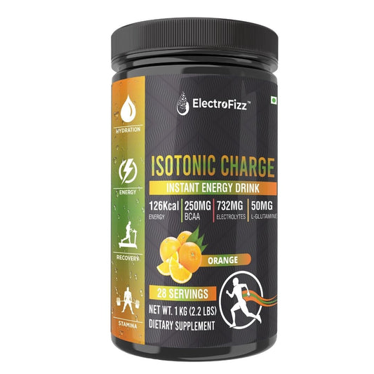 ElectroFizz Isotonic Energy Drink Powder for Endurance Sports & Fitness Activities, 1 Kg Jar - Orange