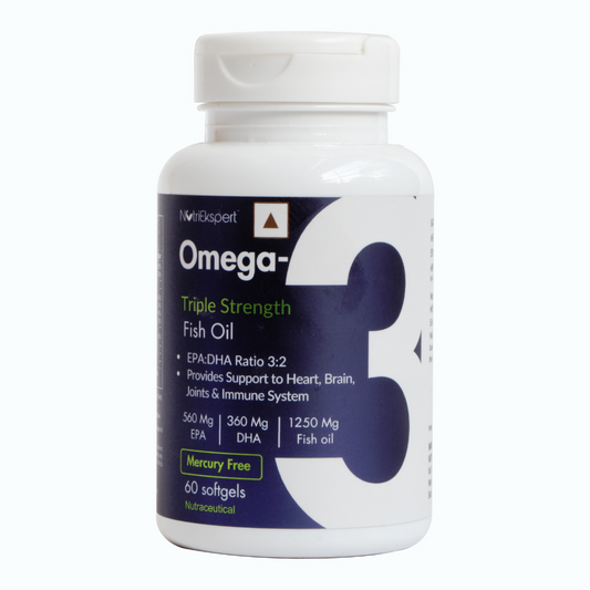 NutriEkspert Premium Triple Strength Omega 3 Fish Oil 1250mg with 560Mg EPA & 360Mg DHA - 60 soft gels