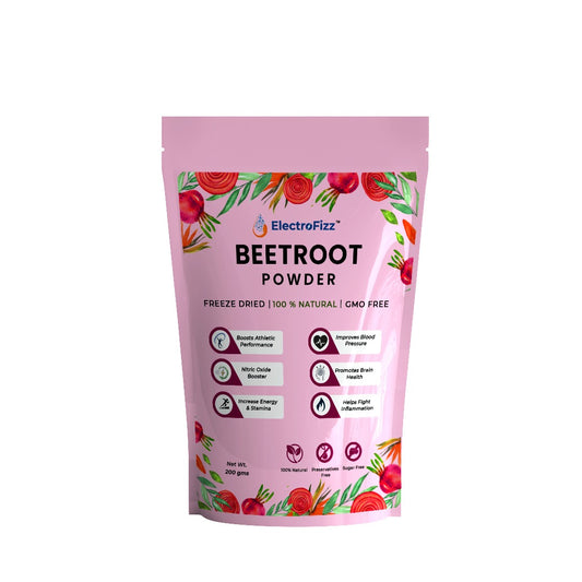 ElectroFizz Freeze Dried Beetroot Powder Nitric Oxide Booster, Superfood for Endurance Building, Vegan, Preservatives Free, Caffeine Free, Pre-workout Supplement- 200 gms (30 plus servings)