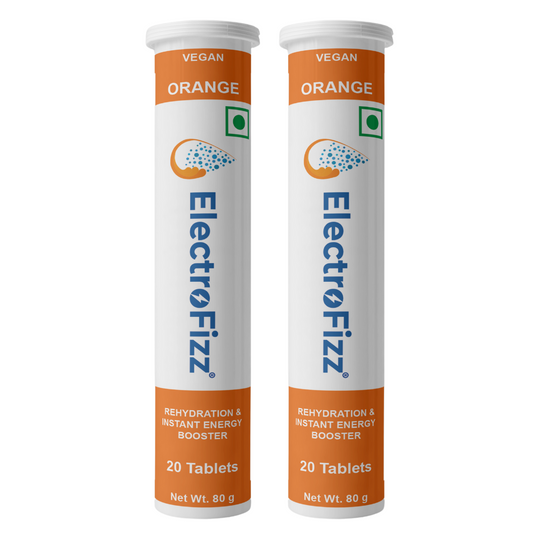 ElectroFizz Electrolyte Energy Drink for Workout, Sports Drink for Men and Women, Energy Supplement, Instant Hydration - 40 Effervescent Tablets (Pack of 2 tubes) -Orange
