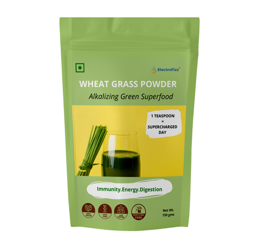 ElectroFizz 100% Pure Wheat Grass Powder Superfood, Antioxidant, Energy, Detox, Aids Digestion, Immunity Booster, GMO Free, Vegan-150 gms Pouch